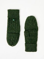 Oliver Bonas Khaki Green Sparkle Knitted Fingerless Mitten Gloves - Image 3 of 6