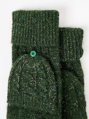 Oliver Bonas Khaki Green Sparkle Knitted Fingerless Mitten Gloves - Image 5 of 6