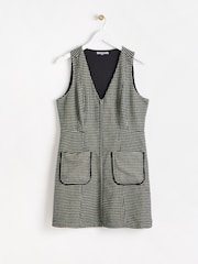 Oliver Bonas Black Checked Pinafore Mini Dress - Image 1 of 5
