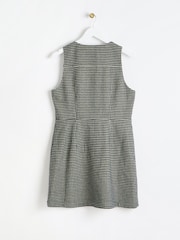 Oliver Bonas Black Checked Pinafore Mini Dress - Image 2 of 5