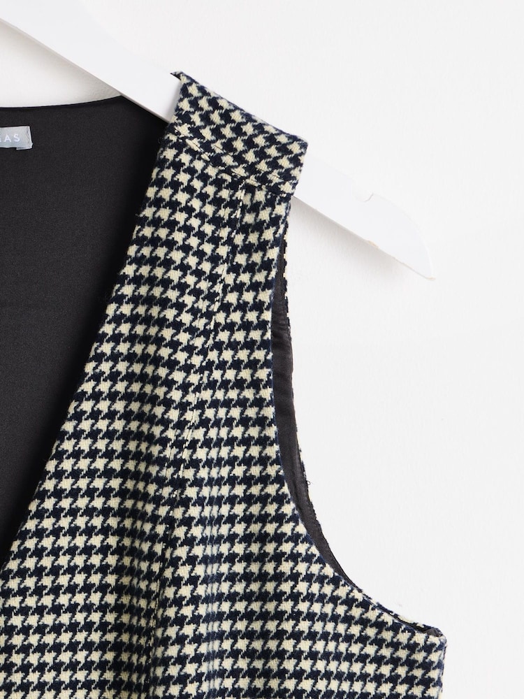 Oliver Bonas Black Checked Pinafore Mini Dress - Image 5 of 5