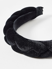 Oliver Bonas Black Enyo Velvet & Pleated Twisted Puffy Headband - Image 3 of 3