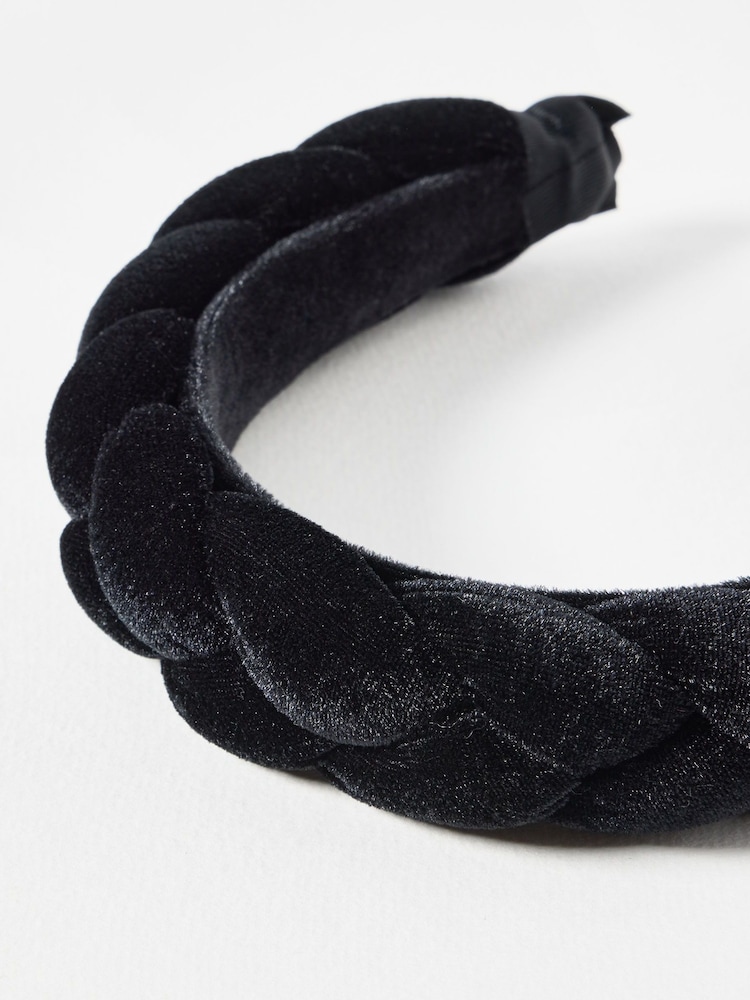 Oliver Bonas Black Enyo Velvet & Pleated Twisted Puffy Headband - Image 3 of 3