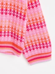 Oliver Bonas Pink Ombre Geometric Roll Neck Knitted Jumper - Image 4 of 5