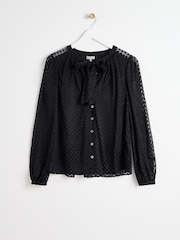 Oliver Bonas Пятнистый бант Sheer блузки - Изображение 1 из 5