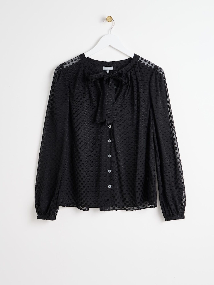 Oliver Bonas Пятнистый бант Sheer блузки - Изображение 1 из 5