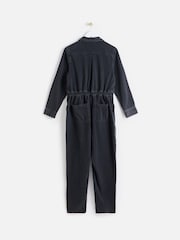 Oliver Bonas Grey Dark Grey Denim 100% Cotton Boilersuit - Image 4 of 8