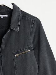 Oliver Bonas Grey Dark Grey Denim 100% Cotton Boilersuit - Image 6 of 8