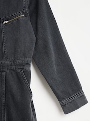 Oliver Bonas Grey Dark Grey Denim 100% Cotton Boilersuit - Image 8 of 8