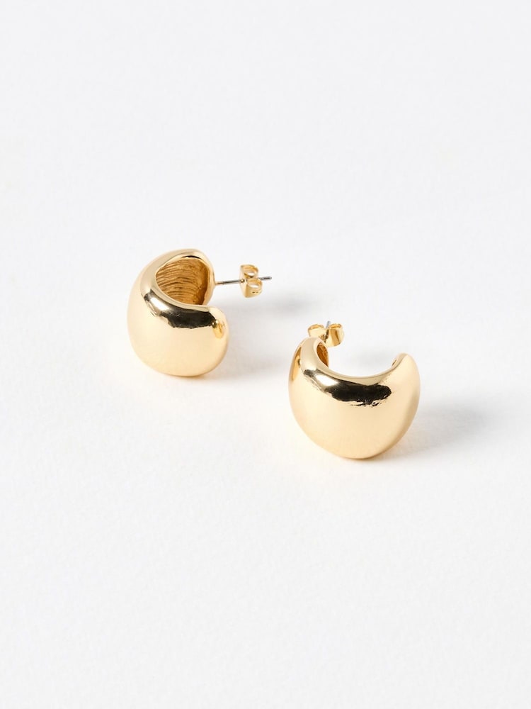 Oliver Bonas Gold Tone Large Orlaith Hoop Earrings - Image 2 of 4