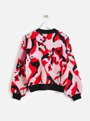 Oliver Bonas Veste bombardier en tricot abstrait - Image 4 of 7