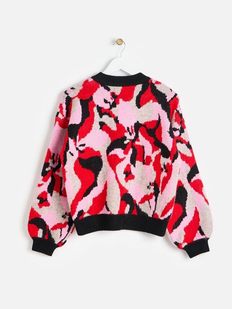 Oliver Bonas Veste bombardier en tricot abstrait - Image 4 of 7