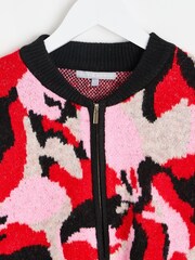 Oliver Bonas Veste bombardier en tricot abstrait - Image 5 of 7