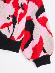 Oliver Bonas Veste bombardier en tricot abstrait - Image 7 of 7