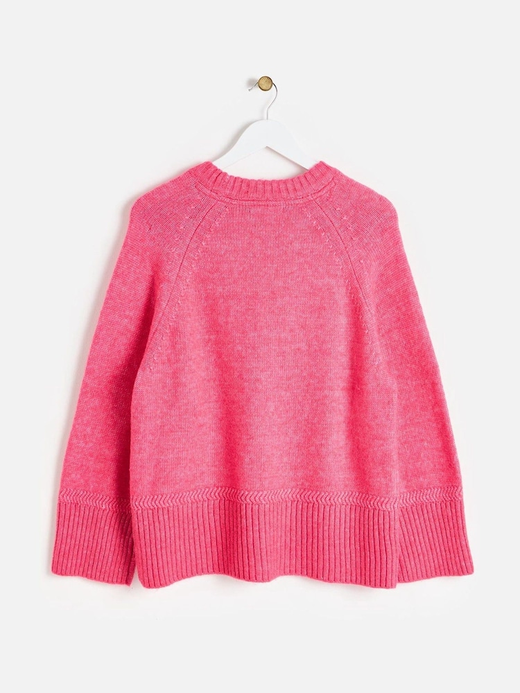 Oliver Bonas Pink Ribbed Trim Knitted Jumper - Image 2 of 6 Oliver Bonas Pink Ribbed Trim Knitted Jumper - Image 2 of 6