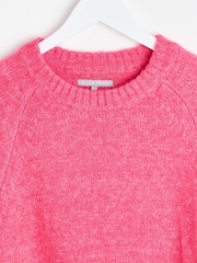 Oliver Bonas Pink Ribbed Trim Knitted Jumper - Image 3 of 6