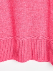 Oliver Bonas Pink Ribbed Trim Knitted Jumper - Image 6 of 6