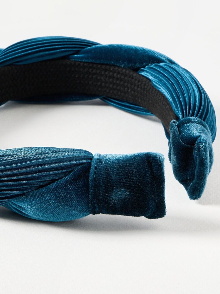 Oliver Bonas Blue Enyo Velvet Twisted Puffy Headband - Image 4 of 4