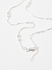 Oliver Bonas Silver Tone Brielle Box & Bead Detail Chain Necklace - Image 3 of 4