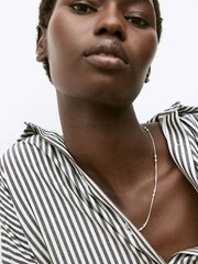 Oliver Bonas Silver Tone Brielle Box & Bead Detail Chain Necklace - Image 4 of 4