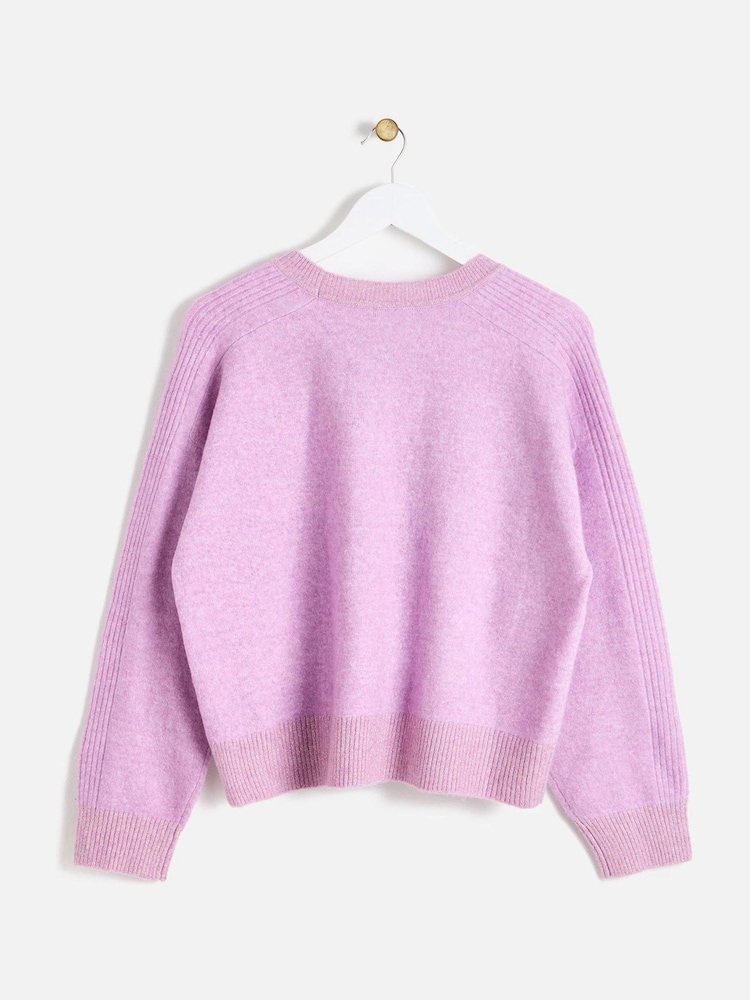 Oliver Bonas Purple Lilac Sparkle Knitted Jumper - Image 2 of 5