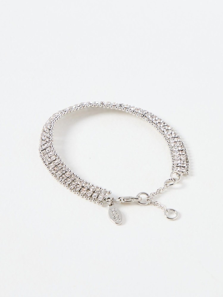 Oliver Bonas Silver Tone Giada Flat Chain Bracelet - Image 2 of 3 Oliver Bonas Silver Tone Giada Flat Chain Bracelet - Image 2 of 3