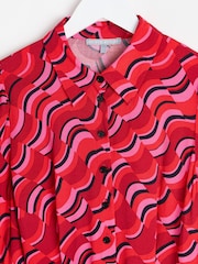 Oliver Bonas Red Geometric Mini Dress - Image 3 of 6