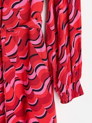 Oliver Bonas Red Geometric Mini Dress - Image 4 of 6