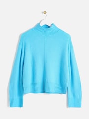 Oliver Bonas Blue Funnel Neck Knitted Jumper - Image 1 of 5