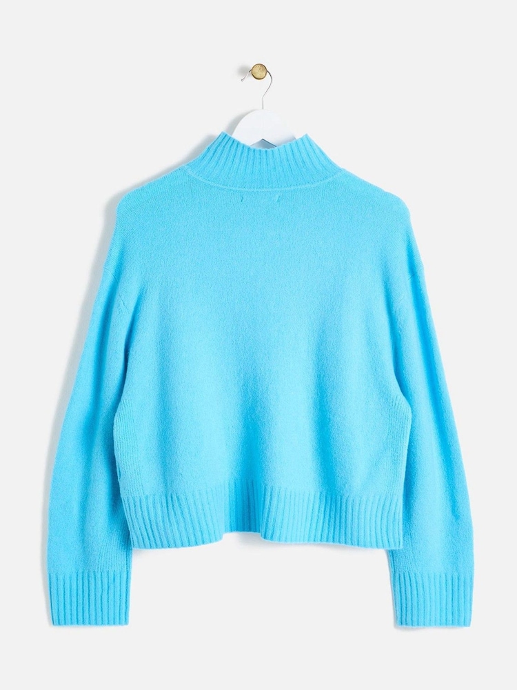 Oliver Bonas Blue Funnel Neck Knitted Jumper - Image 2 of 5 Oliver Bonas Blue Funnel Neck Knitted Jumper - Image 2 of 5