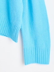 Oliver Bonas Blue Funnel Neck Knitted Jumper - Image 4 of 5