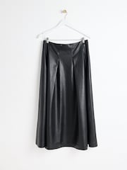 Oliver Bonas Black PU Pleated Midi Skirt - Bild 1 von 5