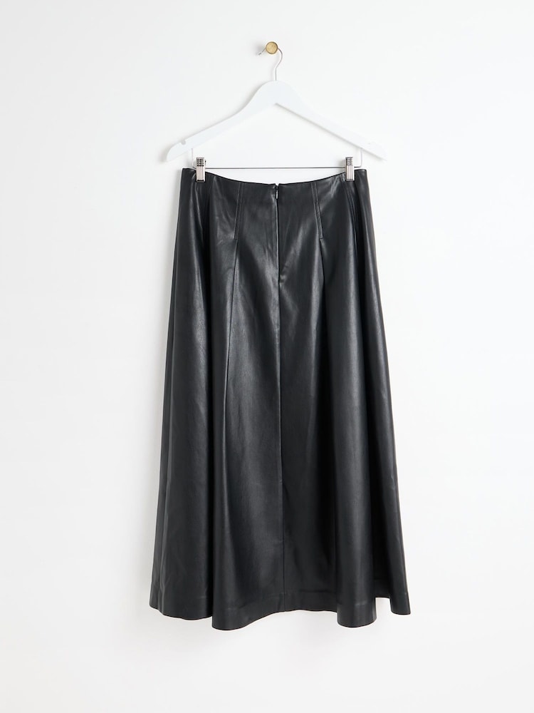 Oliver Bonas Black PU Pleated Midi Skirt - Bild 2 von 5
