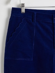 Oliver Bonas Blue Corduroy Scalloped Pocket Wide Leg Trousers - Image 3 of 6