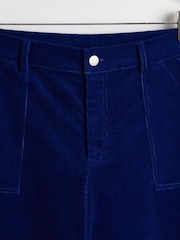 Oliver Bonas Blue Corduroy Scalloped Pocket Wide Leg Trousers - Image 4 of 6