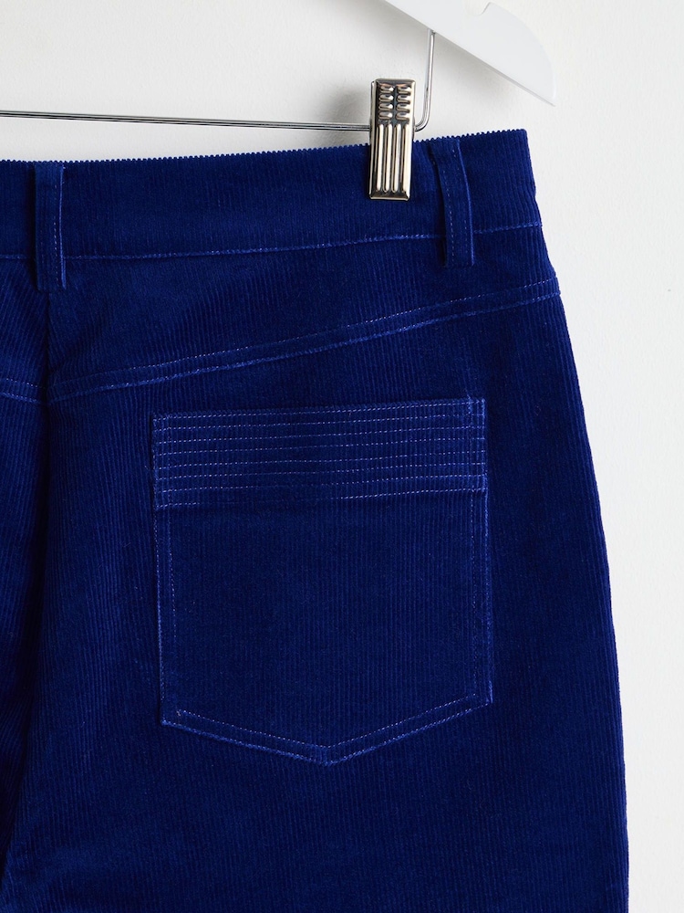 Oliver Bonas Blue Corduroy Scalloped Pocket Wide Leg Trousers - Image 6 of 6