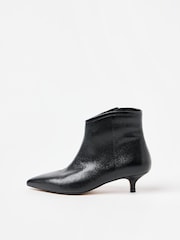 Oliver Bonas Black Metallic Pointed Kitten Heel Ankle Boots - Image 2 of 7