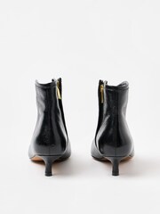 Oliver Bonas Black Metallic Pointed Kitten Heel Ankle Boots - Image 4 of 7