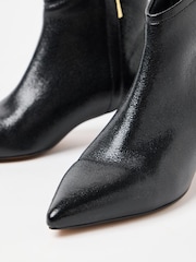 Oliver Bonas Black Metallic Pointed Kitten Heel Ankle Boots - Image 6 of 7
