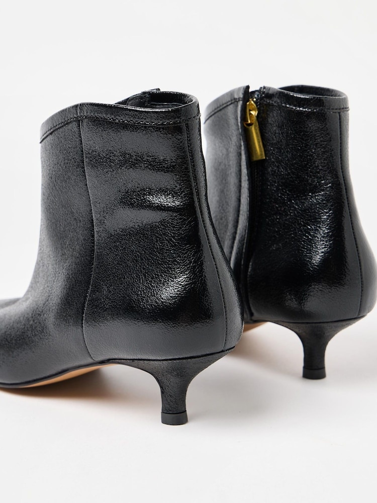 Oliver Bonas Black Metallic Pointed Kitten Heel Ankle Boots - Image 7 of 7 Oliver Bonas Black Metallic Pointed Kitten Heel Ankle Boots - Image 7 of 7