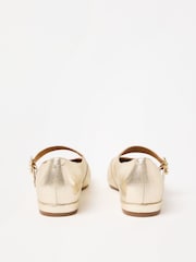 Oliver Bonas Gold Pearl Buckle Pointed Flat Mary Jane Shoes - Image 3 of 7