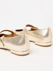 Oliver Bonas Gold Pearl Buckle Pointed Flat Mary Jane Shoes - Image 4 of 7