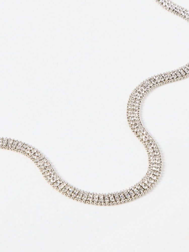 Oliver Bonas Silver Tone Giada Silver Flat Collar Necklace - Image 2 of 3 Oliver Bonas Silver Tone Giada Silver Flat Collar Necklace - Image 2 of 3