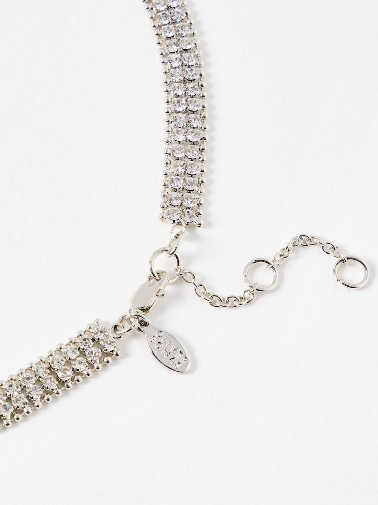 Oliver Bonas Silver Tone Giada Silver Flat Collar Necklace - Image 3 of 3 Oliver Bonas Silver Tone Giada Silver Flat Collar Necklace - Image 3 of 3