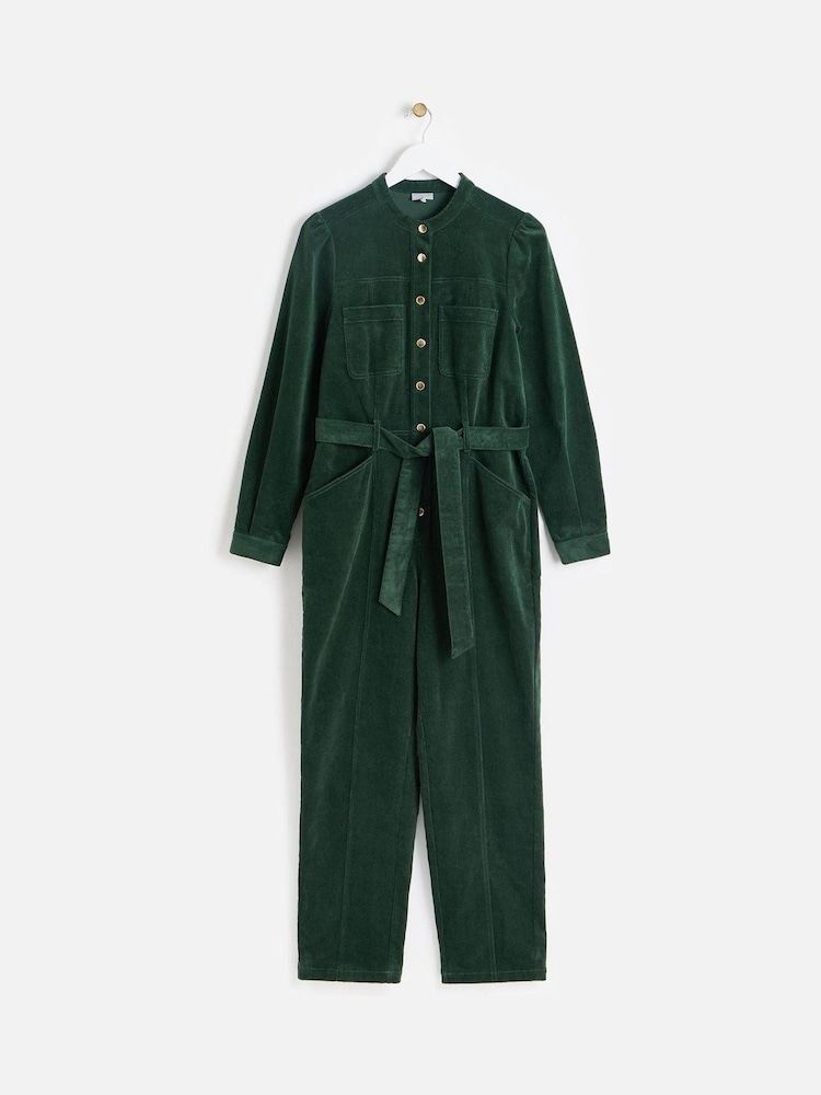 Oliver Bonas Green Corduroy Button Up Jumpsuit - Image 1 of 6 Oliver Bonas Green Corduroy Button Up Jumpsuit - Image 1 of 6