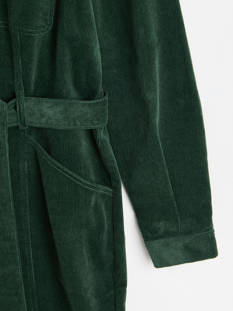 Oliver Bonas Green Corduroy Button Up Jumpsuit - Image 5 of 6