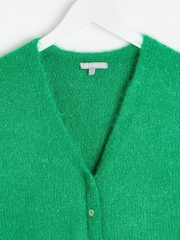 Oliver Bonas Green Button Up V-Neck Knitted Waistcoat - Image 3 of 5