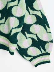 Oliver Bonas Green Geometric Knitted Cardigan - Image 4 of 5