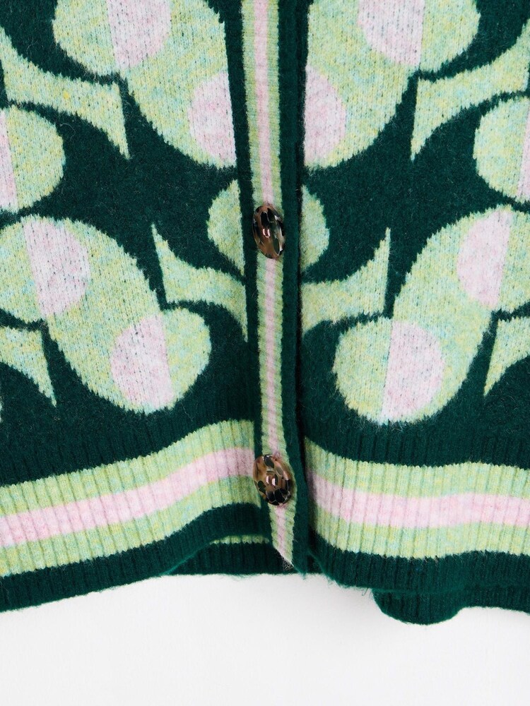 Oliver Bonas Green Geometric Knitted Cardigan - Image 5 of 5