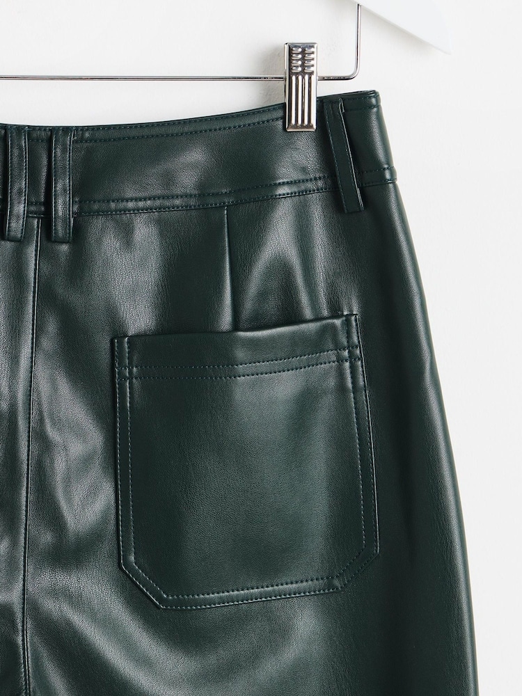 Oliver Bonas Green PU Cropped Wide Leg Trousers - Image 2 of 5 Oliver Bonas Green PU Cropped Wide Leg Trousers - Image 2 of 5